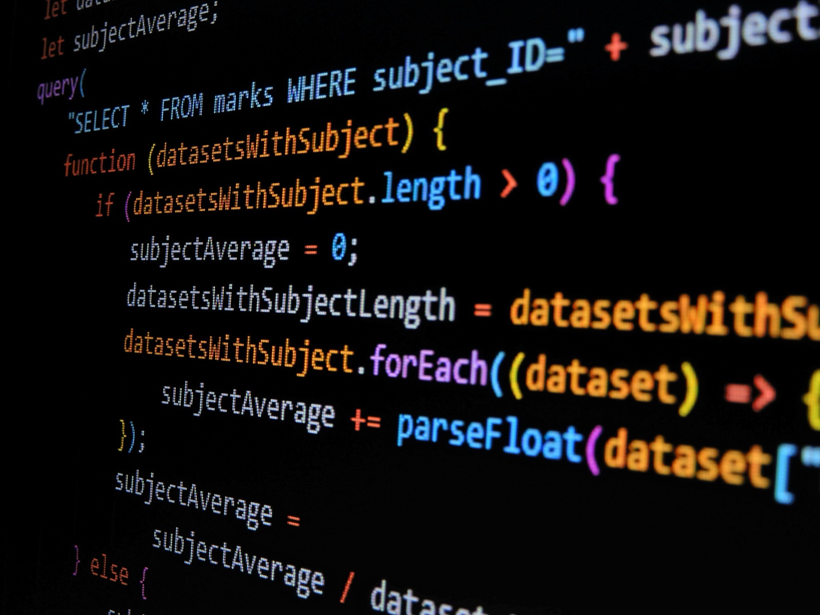 computer screen showing code